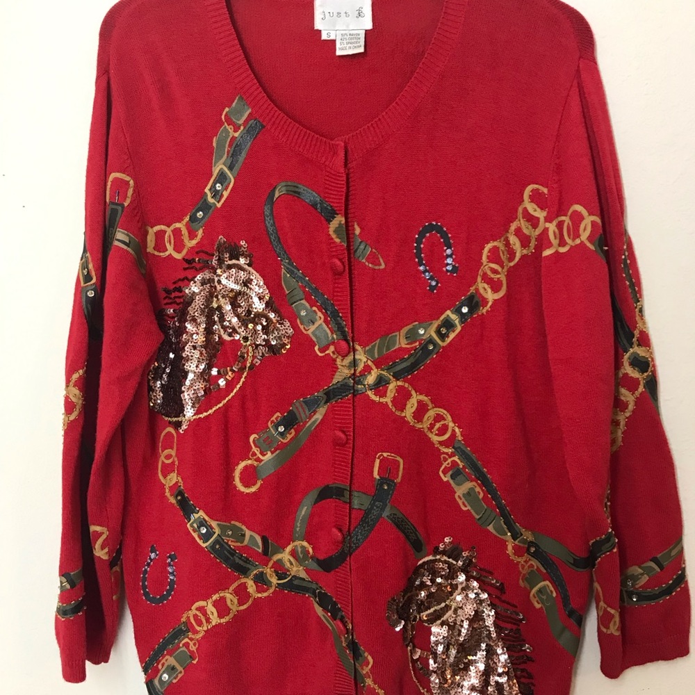 Read description-Just B Women sequins horse Blazer size S